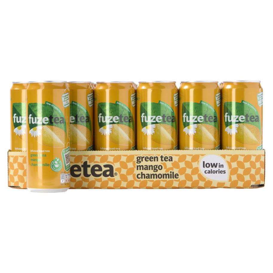 fuze tea mango chamomile sleek blik 24x33cl (is afname per tray) (bestel artikel)